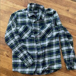 Bella Canvas Men's Blue and White Plaid Shirt